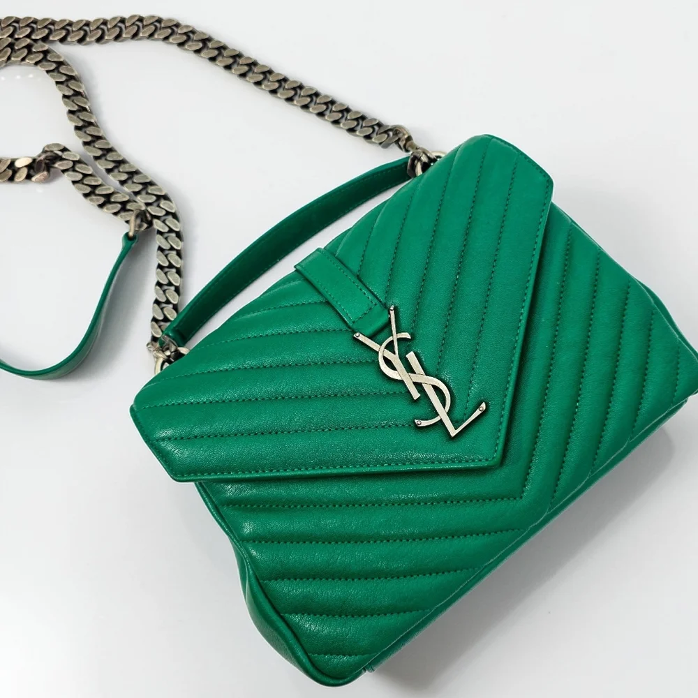 ✨️Authentic Saint Laurent College Medium In Quilted Leather - Picture 3 of 16